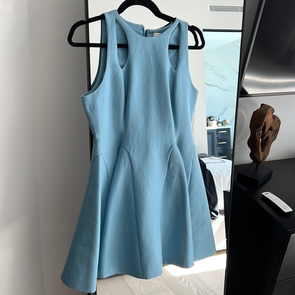 Baby blue halston heritage mini dress with cutout
